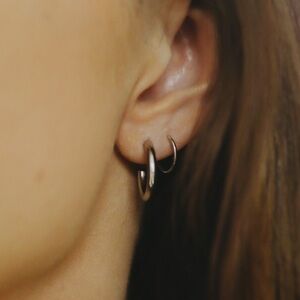 Silver Double Twist Earrings for One Piercing, Hypoallergenic